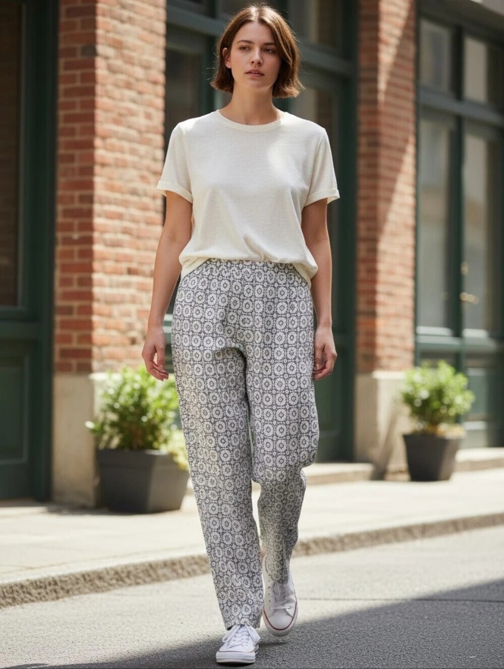 Zac & Rachel Patterned Pull On Ankle Pants Size 16
